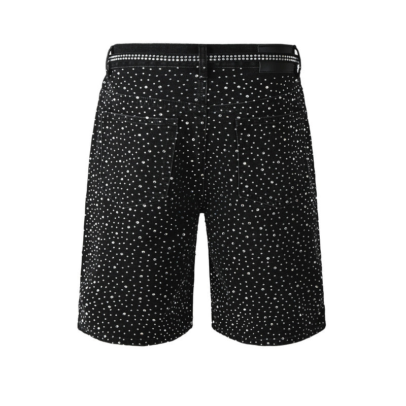 Purple Brand Crystal Diamond Denim Shorts #5095