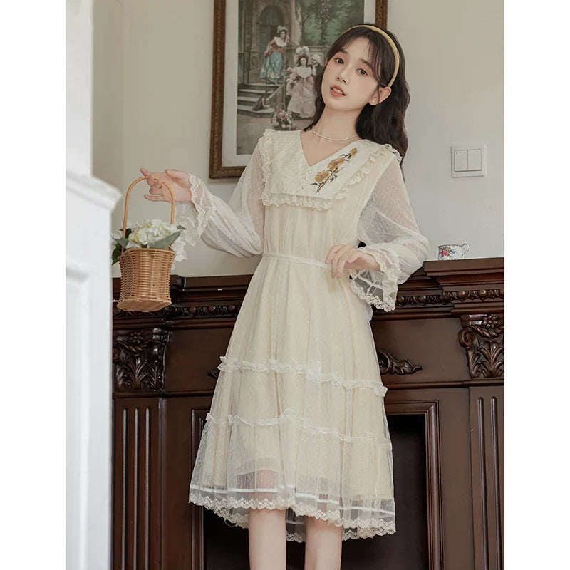 Vintage Spirit Lace Cottagecore Dress